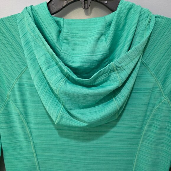 Athleta Ruched Zip Up Jacket Women’s M Green Hooded Long Sleeve Activewear - Picture 9 of 12